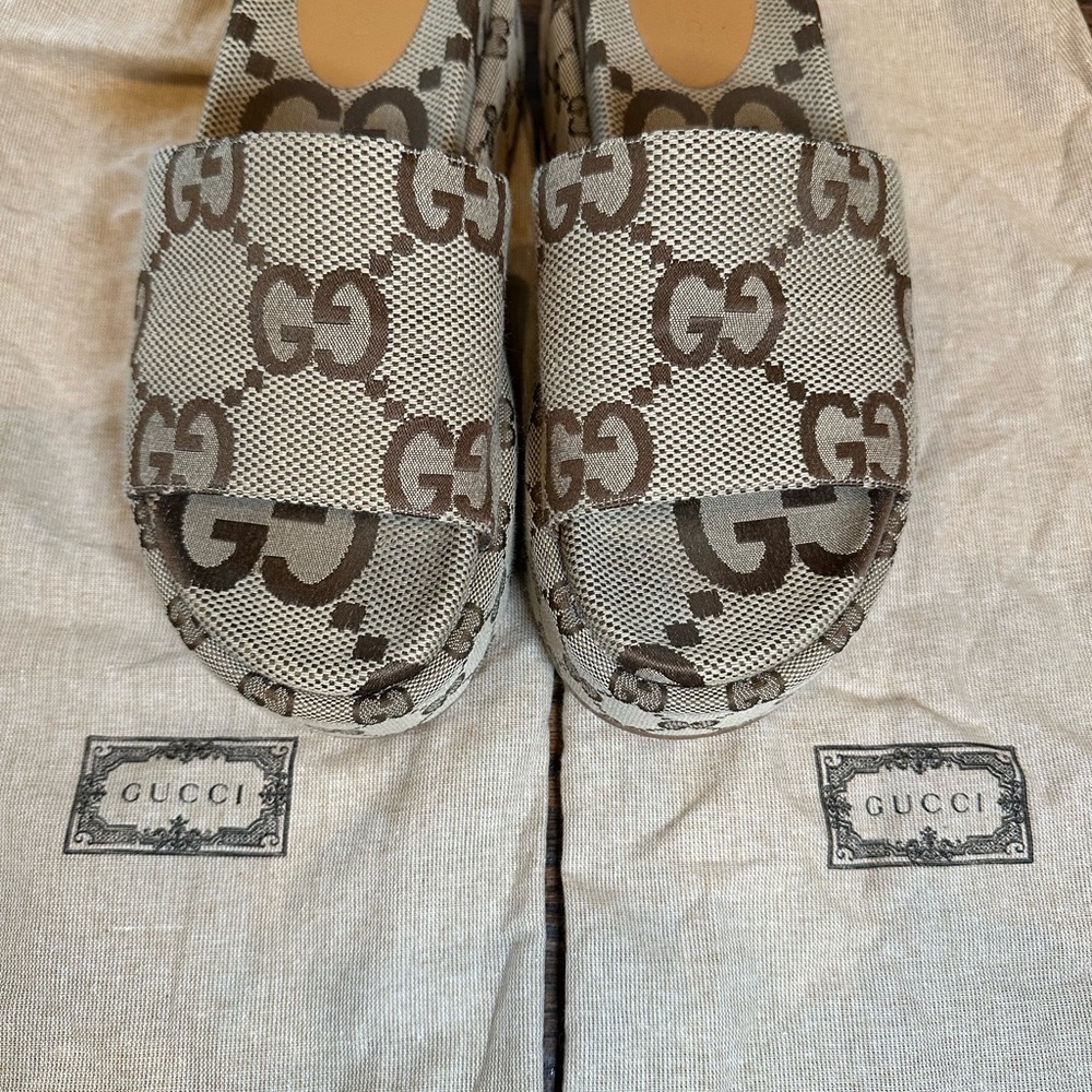 Gucci Monogram Slide Sandals - image 1